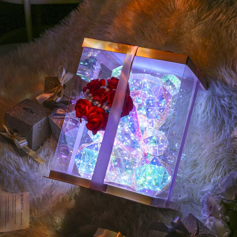 Umeuc Artificial Rose Bear Valentine's Day Gift for Wife Mom Birthday Present Women Glass Dome Rose  Christmas Mother's Day Anniversary Wedding Gift