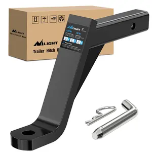 Nilight Trailer Hitch Ball Mount with 5/8" Hitch Pin Clip Fits 2 Inch Receiver Square 7500 lbs 10" Drop 9” Rise 1” Hole Gloss Black Powder Coat