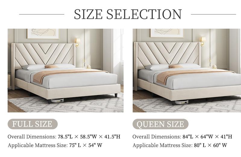 【Valentine Gift】Yaheetech Upholstered Bed Frame Full/Queen with Wooden Slat Support, No Box Spring Needed, Durable Construction, Easy Assembly Diamond Tufted Headboard