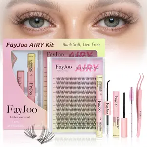 FayJoo Lash Clusters Kit with Long-lasting Lash Bond & Seal, Tweezers & Remover for DIY Eyelash at Home, Natural Makeup for Girls, Soft & Lightweight C Curl Volume Clusters - Cosmetic