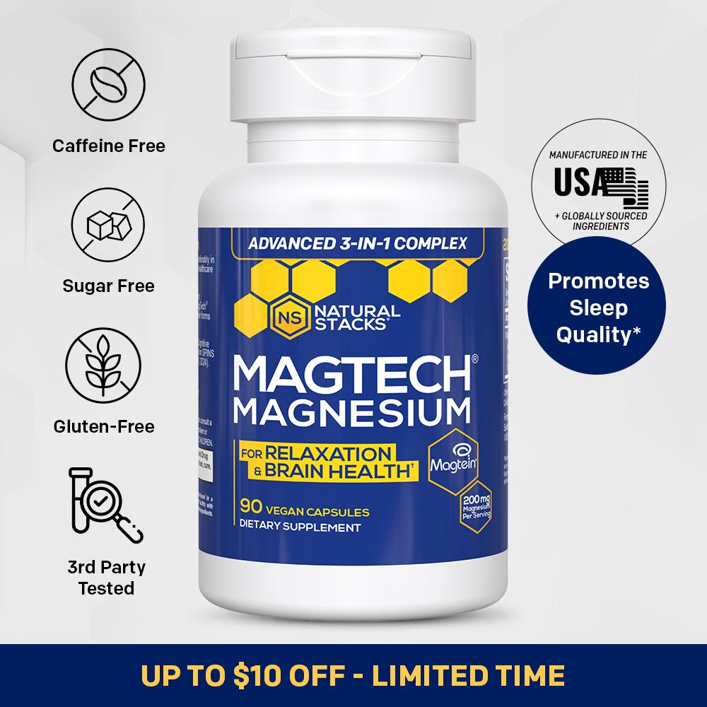 MagTech Magnesium (90ct) - Promotes Sleep Quality and Relaxation* - Contains Magnesium Glycinate, Magnesium l-Threonate