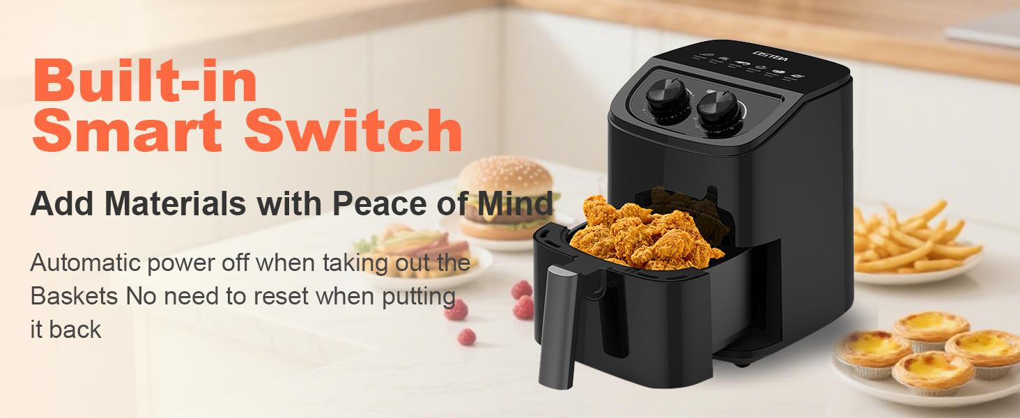 OSTBA 4.5QT Air Fryer with Tempered Glass LED Touch Screen, 6 Presets One-Touch Cooking, Adjustable Temp & Time, Dishwasher Safe Nonstick Basket, Oil-Free Healthy Cooking, 1–4 People OSTBA 4.5QT Air Fryer with Tempered Glass LED Touch Screen, 6 Presets One-Touch Cooking, Adjustable Temp & Time, Dishwasher Safe Nonstick Basket, Oil-Free Healthy Cooking, 1–4 People