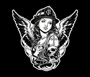 Firefighter Angel with Scales (two decals 2.5")  Sticker