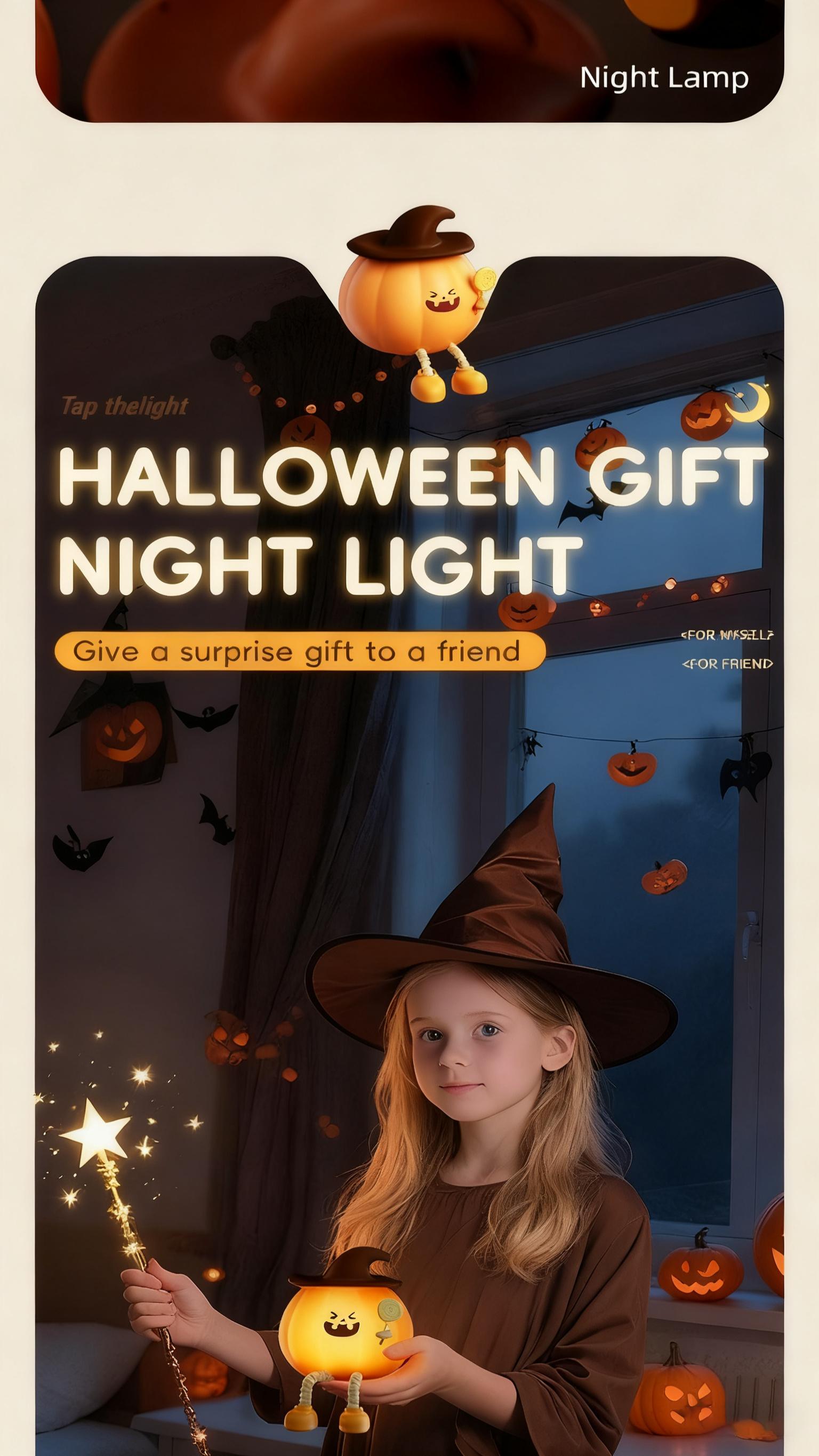 Adorable Pumpin Night Light - Multiple Brightness Settings, Lighting, Bedroom Lamp, Modern Decor, Animal Theme, Soft Touch, Durable Construction, Touch Control Lamp, Adjustable Brightness, Home Decorators, Room