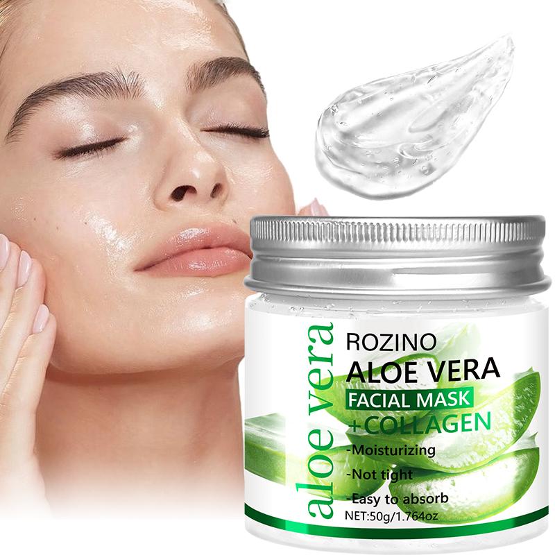 Rozino Aloe Vera & Collagen Facial Mask - Moisturizing Night Care for Smooth Soft Skin Texture - 50g