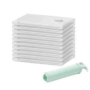 Shrink Your Bulk by 80%!  10-Pack Jumbo Vacuum Storage Bags – Double Zip & Hand Pump Included (Fit King Comforters & Winter Coats)