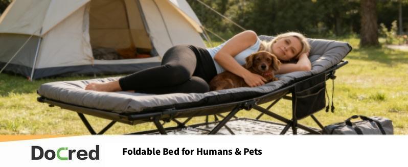 DoCred Camping Cot with Mattress, Heavy Duty Folding Bed Cot, XXL Portable Bed w/ Carry Bag for Outdoor Camping, Guest, Office Nap, Travel