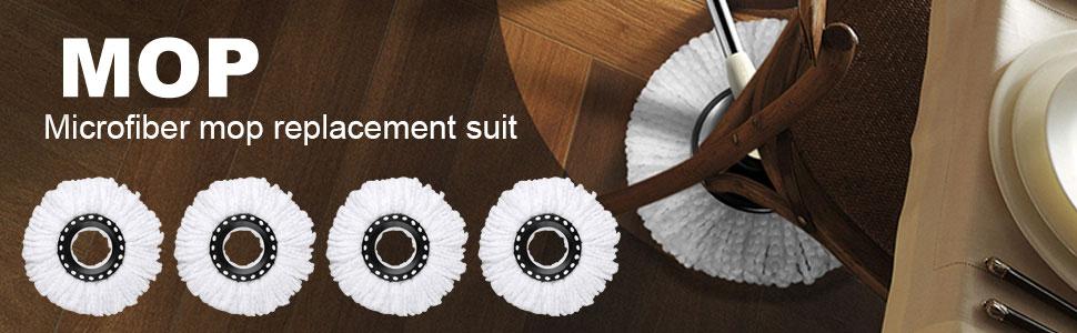 4 Pack Mop Replacement Heads for 360 ° Spin Mop, Microfiber Spin Mop Refills, Easy Cleaning Mop Head Replacement Mop bucket set accessories