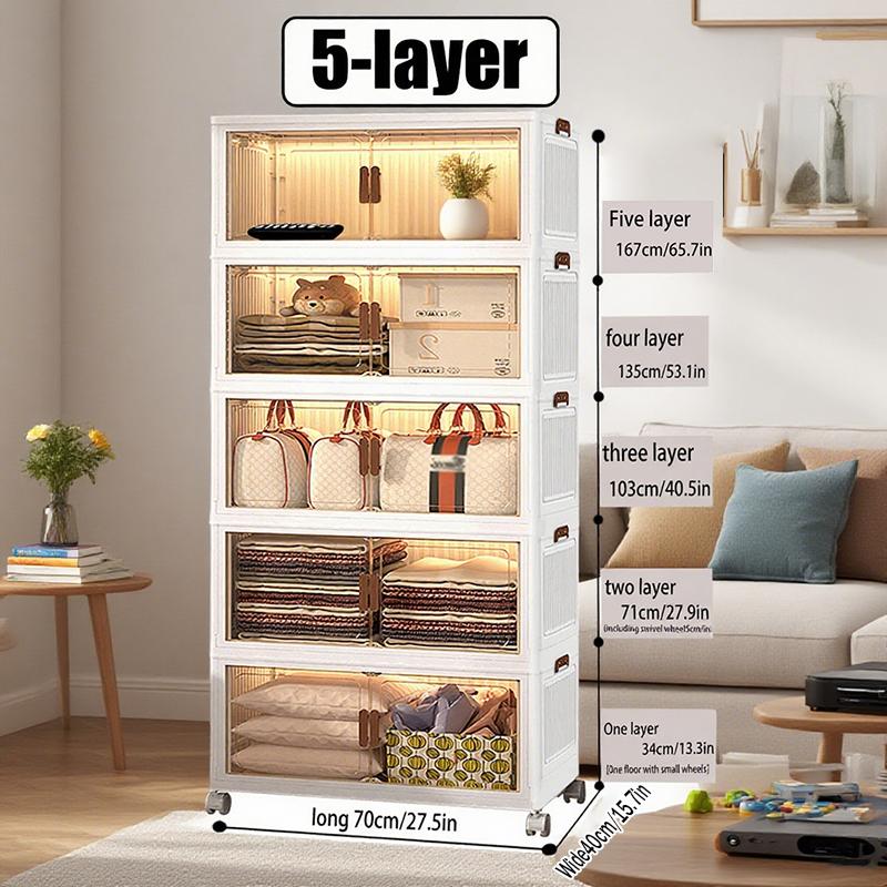 70cm 5/4 Layers Plastic storage boxes Stackable storage boxes with wheels Storage containers with LIDS Folding storage boxes with handles for bedroom living room kitchen