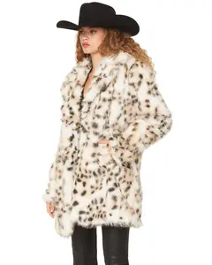 Shyanne Women's Peregrine Long Leopard Print Faux Fur Coat - Swho25o5-Crm
