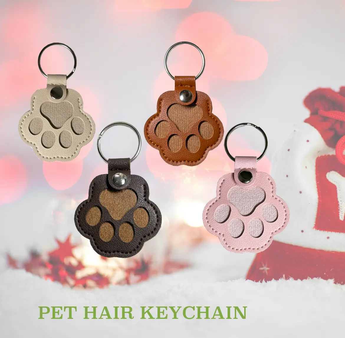 Pet Fur Storage Keychain 4PCS Cute Leather Paw Keychain Pet Hair Keepsake Keyring Unique Memorial Collection Keychain Pet Memorial Gifts for Bag Purse Paw Charm Key Holder Summervibes Petlovers