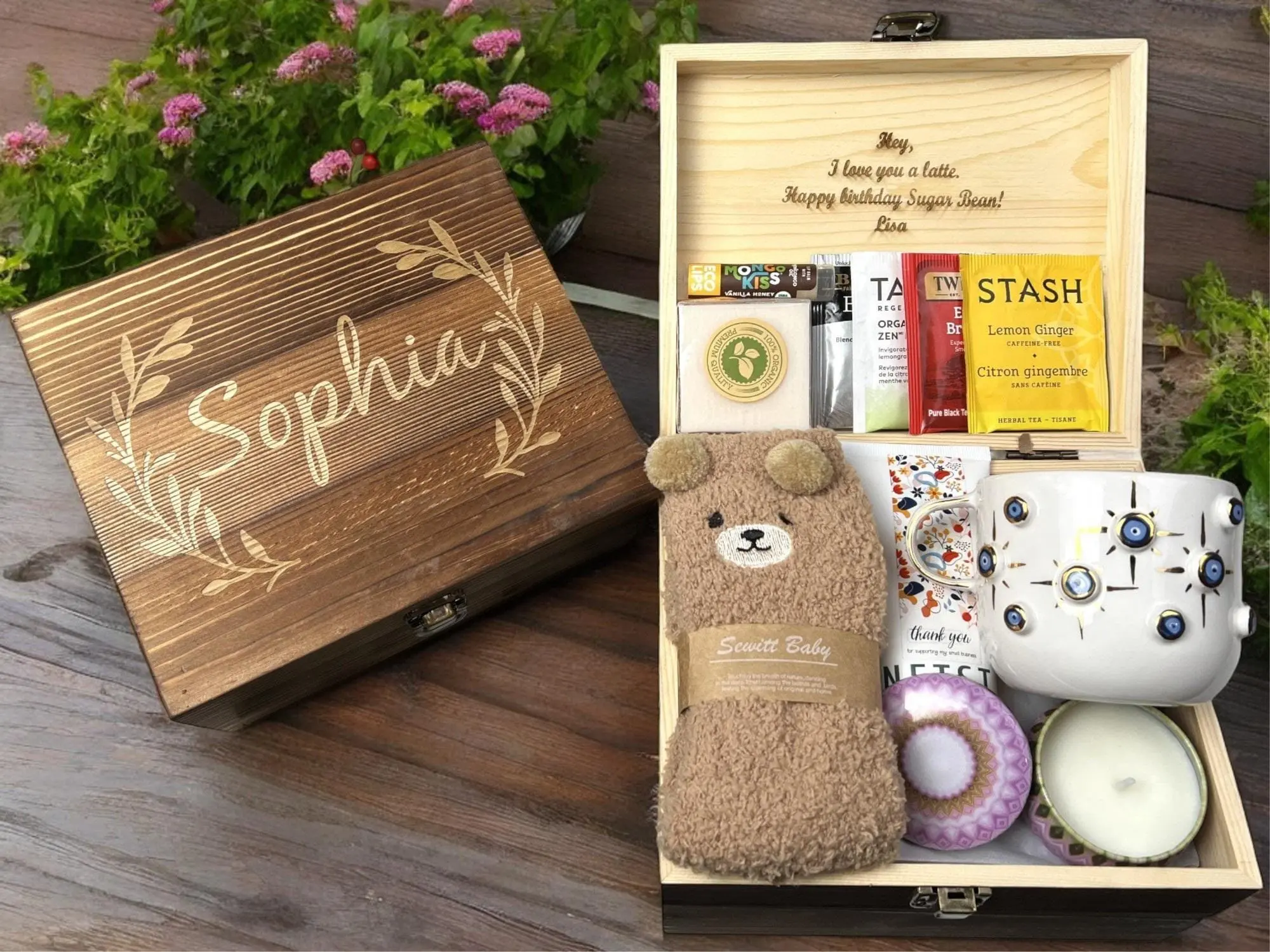 (Custom in Description) Personalized Birthday Gift Box for Women | Cozy Self Care Gift for Best Friend & Work Bestie | Hug In A Box | Encouragement Gift Basket