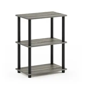 TURN-N-TUBE 3-Tier Corner Storage Shelf for Living Room, Garage, Home Office, French Oak