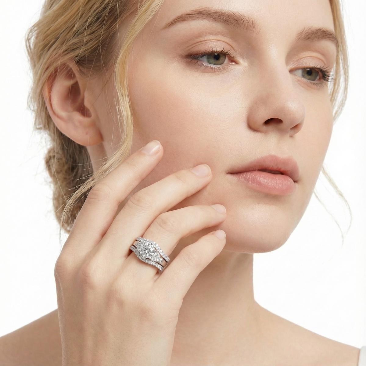 Delzzad 2ct Timeless Embrace Promise Ring Wedding Ring Set Triple Engagement Stacking Ring The Grace Bridal Set VVS Synthetic Moissanite Ring Jewelry Copper Band Perfect Birthday Engagement Wedding Anniversary Christmas Valentine's Day Gift Delzzad 2ct Timeless Embrace Promise Ring Wedding Ring Set Triple Engagement Stacking Ring The Grace Bridal Set VVS Synthetic Moissanite Ring Jewelry Copper Band Perfect Birthday Engagement Wedding Anniversary Christmas Valentine's Day Gift