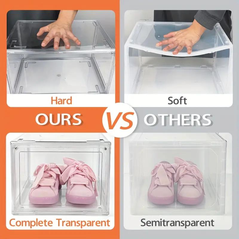 10 Pack Acrylic Shoe Display Boxes with Lids - Dustproof Transparent Case Containers Organizer for Sneakers, Heels, Up to Size 14  Plastic shoe box