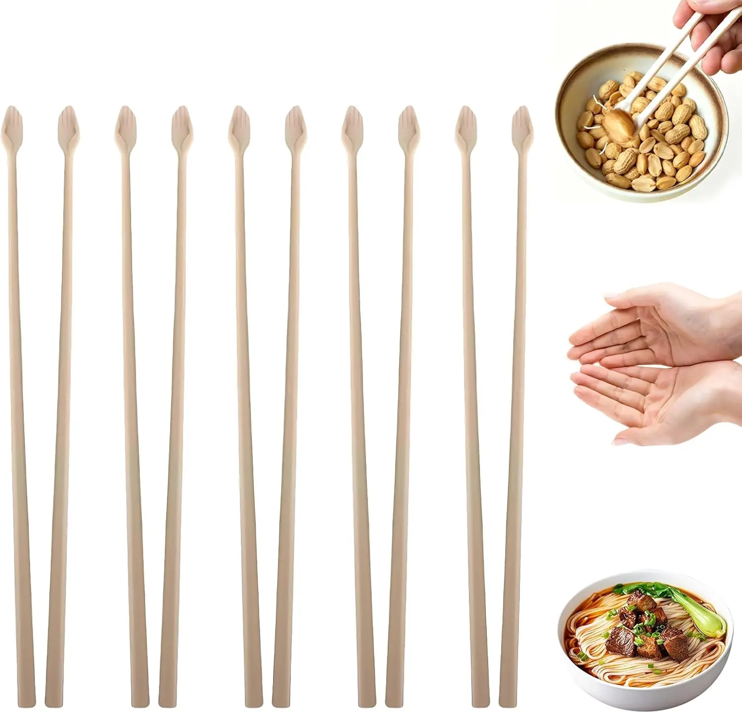 5 Pairs BPA-Free Reusable Finger Chopsticks - Ergonomic, Playful Design, Lightweight Unisex Kitchenware Cutlery Tableware, Non-Slip Utensils for Casual Snacking, Gift Item