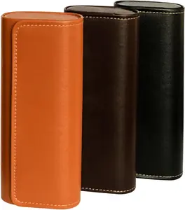3-Pack Unisex Leather Hard Shell Glasses Case, Protective Eyewear Case for Reading Glasses and Sunglasses