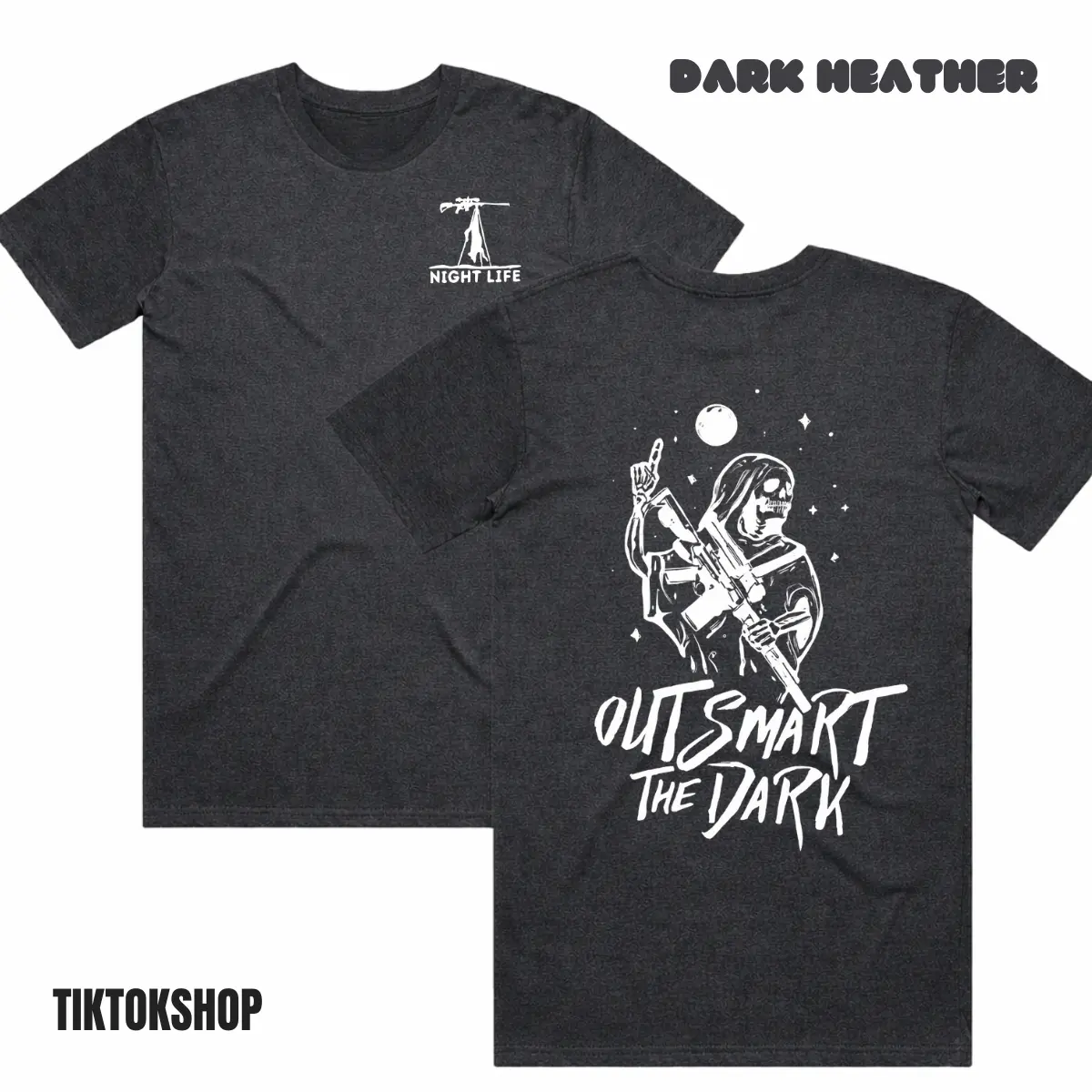 Outsmart The Dark Hunting T-Shirt – Night Life Predator Hunter Graphic Tee, Night Hunting Gear Shirt, Tactical Hunter Apparel, Gift for Coyote Hunters Men and Women