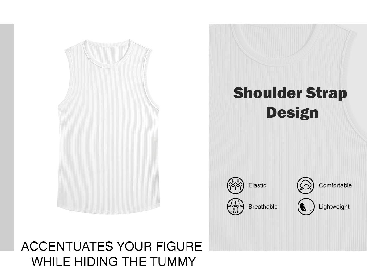 STREVATE Men&rsquo;s Wide Strap Ribbed Tank Top, High Stretch Breathable Muscle Tank, Heavyweight Drapey Fit Gym & Casual Sleeveless Shirt