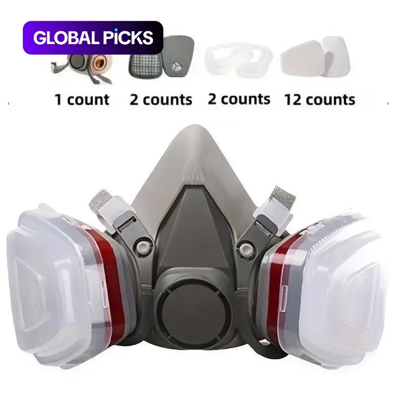 Half-Face Respirator Mask with Filter Box, Reusable Dustproof Safety Protective Mask, Safety Equipment, Safety Gear for Woodworking, Construction, Chemicals and DIY #GLOBAL PICKS