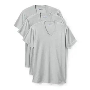 Lands' End Essentials Men's V-Neck T-Shirt 3 Pack - Premium Cotton Tee, Casual Regular Fit