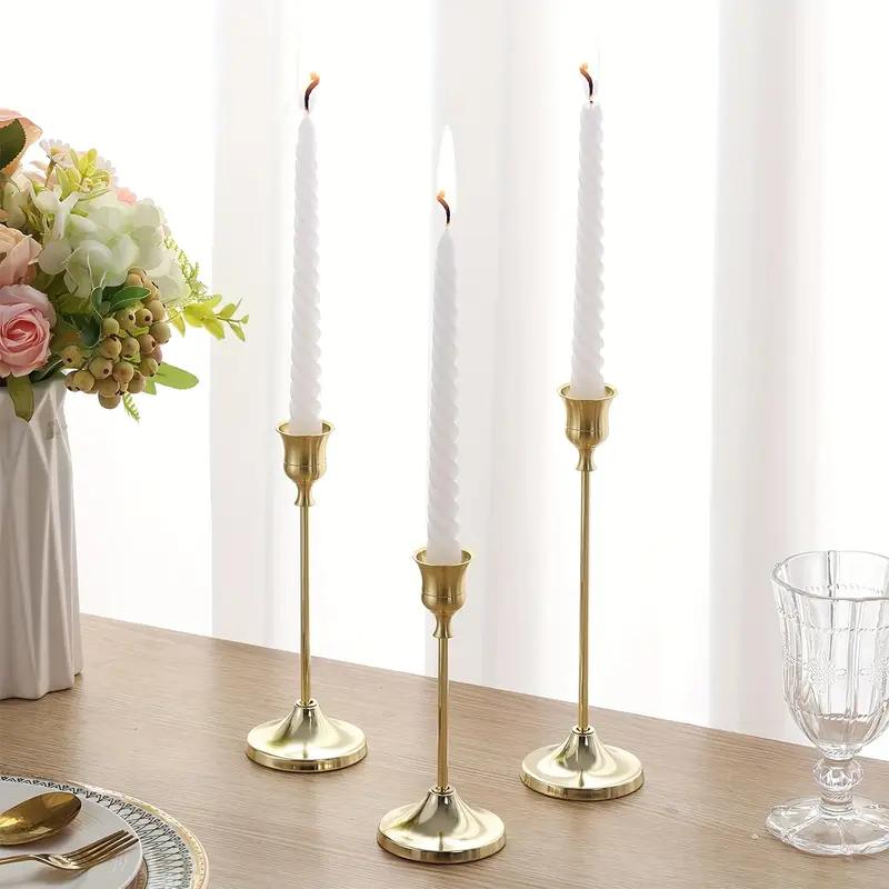 Vintage Gold Brass/Black/Silver Taper Candle Holders 6-Pack & 30-Pack Elegant Candelabra Candle Stands for Fireplace Dining Table Party Home Décor Ornamental Taper Lanterns - Decor