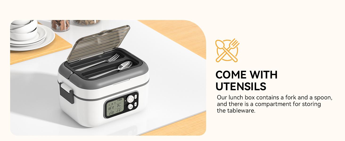 Yofidra Cordless Heated Lunch Box, 24000mAh 100W Electric Lunch Box with Smart Timer, 6.3-Cup Super Large Lunchbox for Men & Women, Portable Food Warmer with Insulated Bag for Outdoor/Office, Black Tableware Stainless Steel