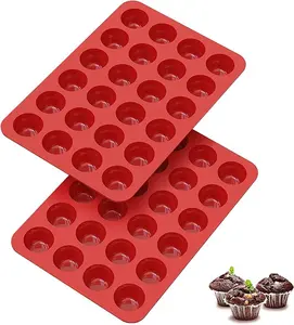 2-inch Deep Mini Muffin Pans Nonstick 24 Cup (2 Pack) - Mini Cupcake Pans - Silicone Muffin Tins for Muffins, Cupcakes and Egg Bites