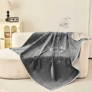 Waterproof Reversible Dog Blanket: Soft Flannel Couch Cover for Medium Large Dogs, Leakproof Protector for Sofa, Crate, Travel and Picnic, 44" x 60" Comforter