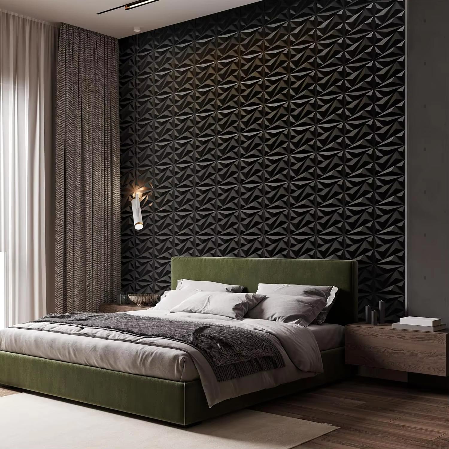 FLOLEOPA PVC Plastic 3D Wall Panels Waterproof Fire Resistant 11.8x11.8 Inches 1mm Thickness Modern Home Decor Ideal for Living Rooms Bedrooms Hotels Offices Game Rooms TV Feature Walls Geometric Patterns Easy Installation