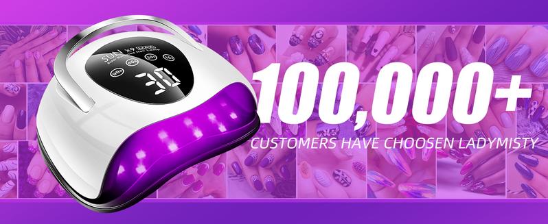 LadyMisty 268W UV LED Nail Lamp, Professional Nail Polish Curing Lamp with 4 Timers, Automatic Sensing Nail Art Tools, 57 Lamp Beads, For Home Salon