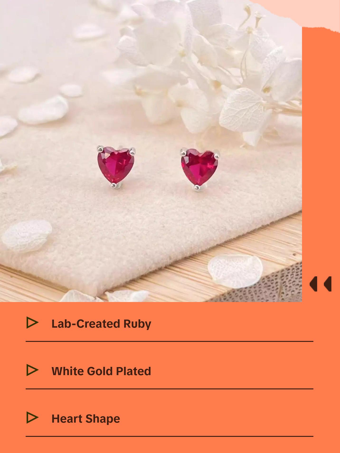 1 ct Heart Style Ruby Earring Studs / Bracelet