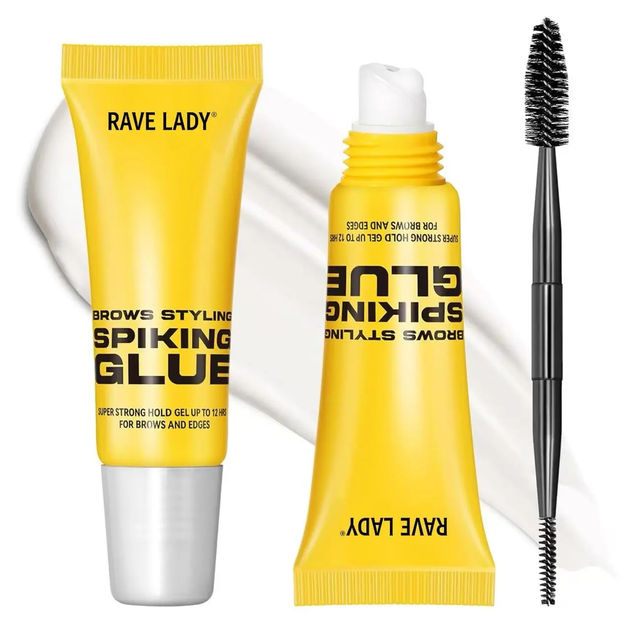 2PCS Eyebrow Styling Adhesive Tape Brush & 3D Brow Shaping Gel, Waterproof & Sweat-Resistant, Transparent Gel for Natural Look, All Light Types, Eyebrow Gel Makeup