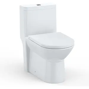 Elongated One Piece Toilet for Bathrooms with Top Dual Flush 3/4.8L, Ceramic Toilet with D Shape Soft Close Seat, cUPC Certified Water Saving Toilet