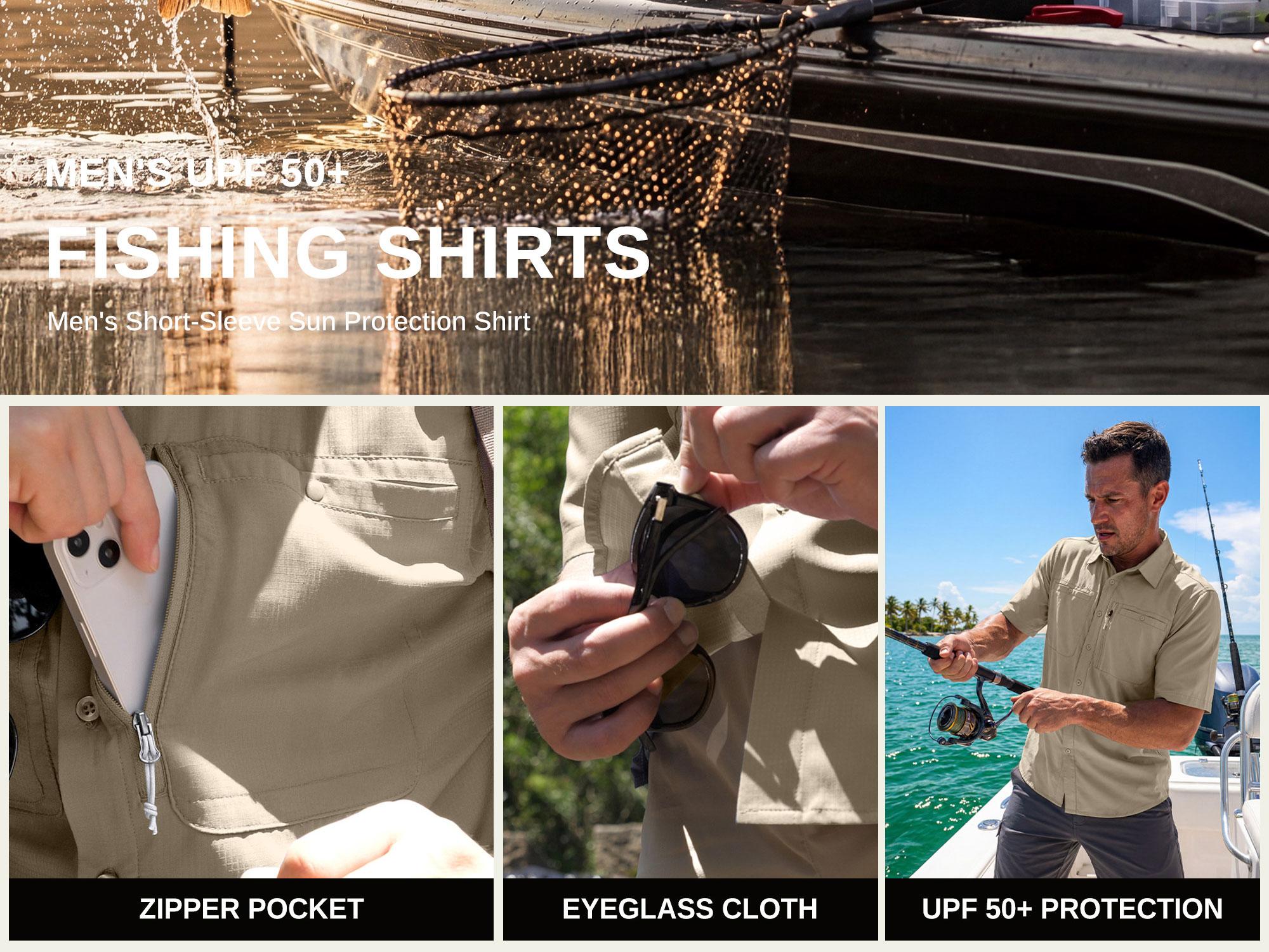 G Gradual Men's Casual Outdoor Button-Down Fishing Top - UPF 50+ Lightweight Cool Short-Sleeve, Zipper Pockets, Machine Wash for Hiking/Light Outdoor Sports G Gradual Men's Casual Outdoor Button-Down Fishing Top - UPF 50+ Lightweight Cool Short-Sleeve, Zipper Pockets, Machine Wash for Hiking/Light Outdoor Sports