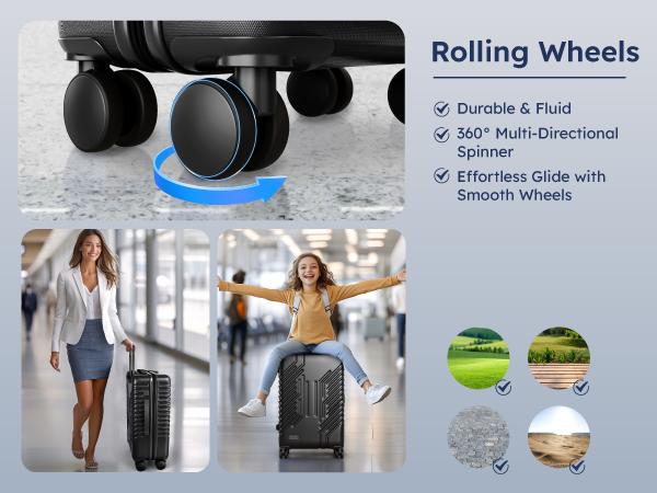 Sophia&William 20" Luggage Aluminum Frame Hard Shell Suitcase TSA Lock Suitcase USB Interface, PC+ABS Spinner