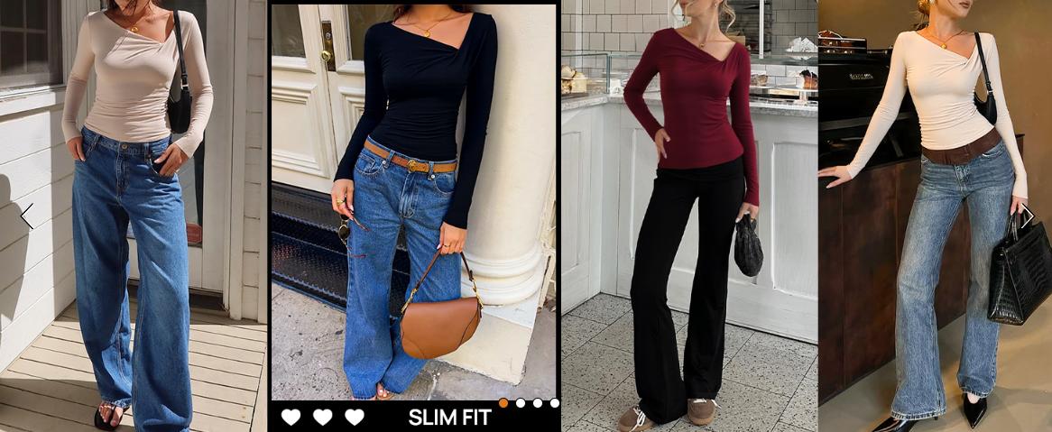 ZESICA Women's Long Sleeve Asymmetrical Neck Ruched Slim Fit Shirts 2025 Fall Fashion Casual Tee Going Out Tops