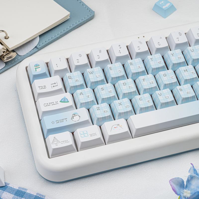 Ergonomic keycaps COOMICKEY Creamy Keycaps Set 145 Keys PBT Dye Sublimation Snowman Shape Blue Custom Keycap for 61/64/87/104/108 Cherry MX Switches ISO ANSI Layout Mechanical & Gaming Keyboard