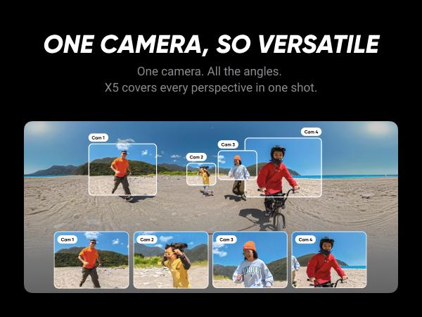 Insta360 X5 - Waterproof 8K 360° Action Camera, Leading Low Light, Invisible Selfie Stick Effect, Rugged and Replaceable Lens, 3-Hour Battery, Built-in Wind Guard, Stabilization, Triple AI Chip Design