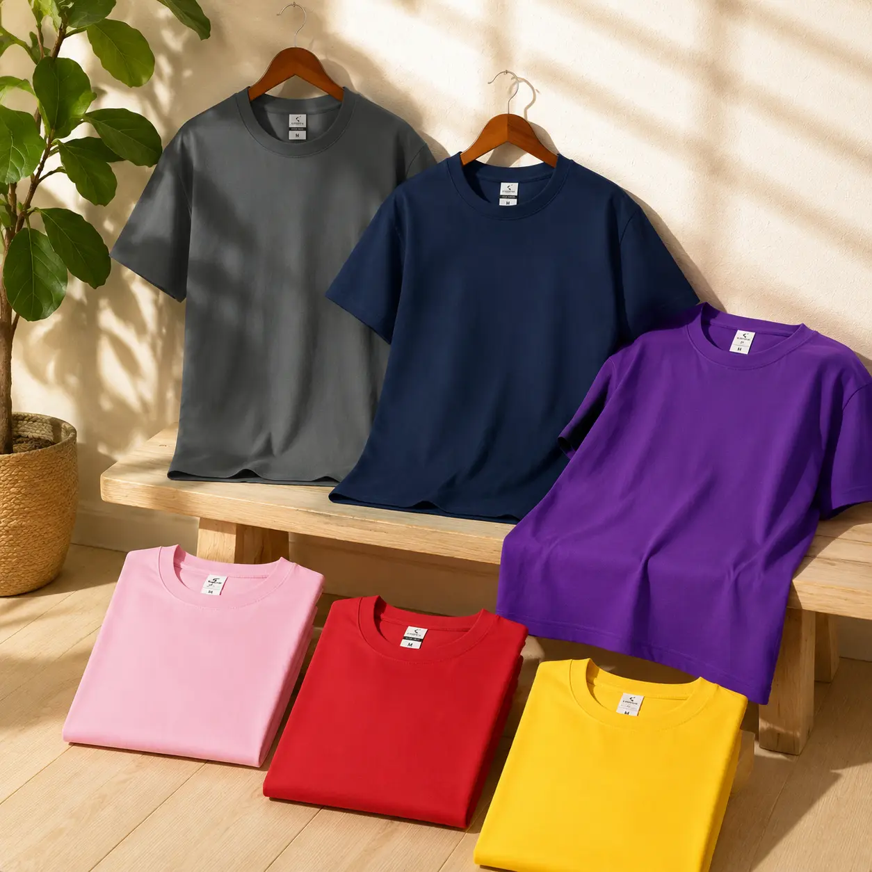 3-Pack Men's Plain Tshirt, Oversized Basic Streetwear Top in 100% Combed Cotton, Breathable Fabric with Reinforced Collar, Plussize Menswear, Garment, Cotton Fiber Men's Short-Sleeve T-Shirts,clothes for back to school,first day of school outfits
