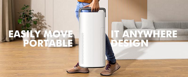 MORENTO 7566 Large Home Air Purifier with PM2.5 Sensor Smart WiFi Quiet Sleep Mode 4-in-1 Filter for Pollen Smoke Handheld Design Easy to Move