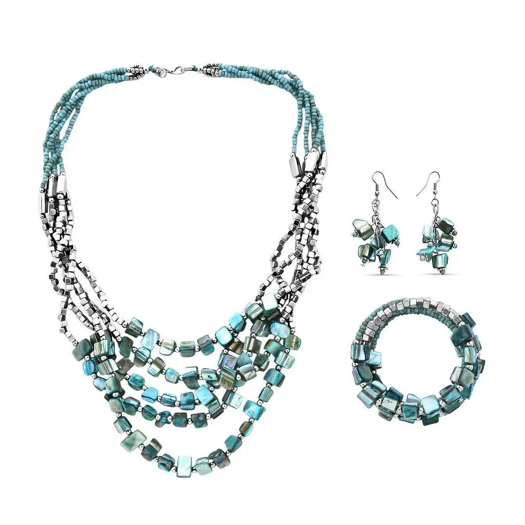 Costume Jewelry Sets for Women - Beaded Bracelet Earrings and Necklace Set - Handmade Seed Beads Vintage Summer Beach Boho Jewelry - Birthday Anniversary Christmas Gifts for Womens  - 22 Inches