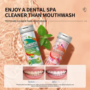 CAPUPOPO ｜Probiotic Travel Size Mouthwash Tablets,Nano Hydroxyapatite ,with Pearl Powder for Brightening Teeth, Gentle Stain Removal, Long-Lasting Fresh Breath, Fluoride-Free Daily Oral Whitening for Adults, Eco-Friendly tablet Peach teeth whitening