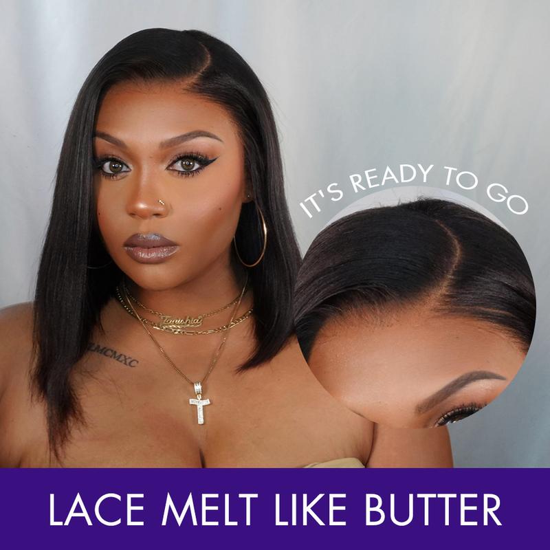 【LIVE 】Luvme  Ready to Go Blunt Cut Bob Closure Short HD Lace Glueless Wig 100% Human Hair Wear Go
