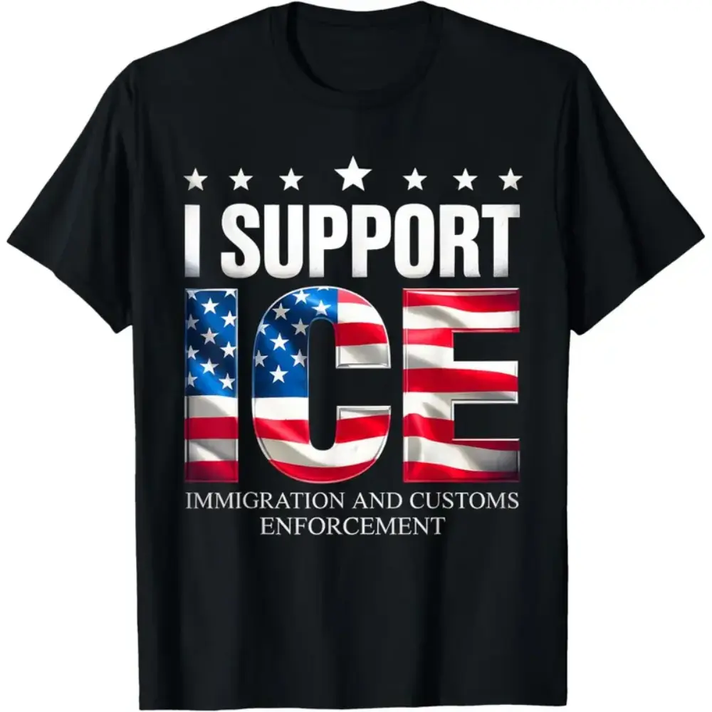 Support ICE Immigration Officers American Flag Border Patrol T-Shirt