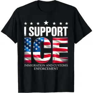 Support ICE Immigration Officers American Flag Border Patrol T-Shirt
