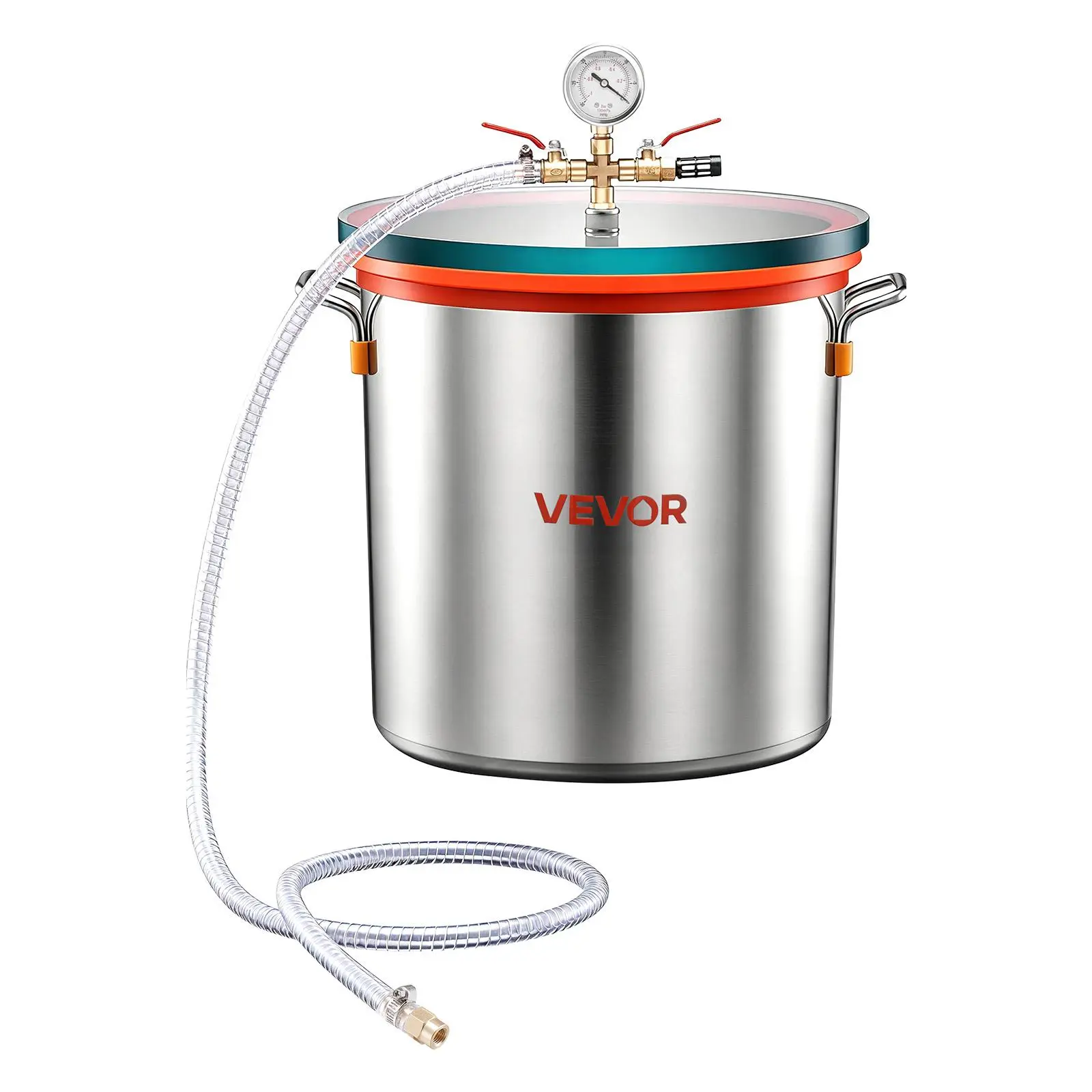 VEVOR 9 Gallon Vacuum Chamber, Stainless Steel, Vacuum Degassing Chamber with Tempered Glass Lid, Hose, Air Filter, for Resin Casting, Stabilizing Wood, Degassing Silicone, Epoxies, Essential Oils fathersdaygift