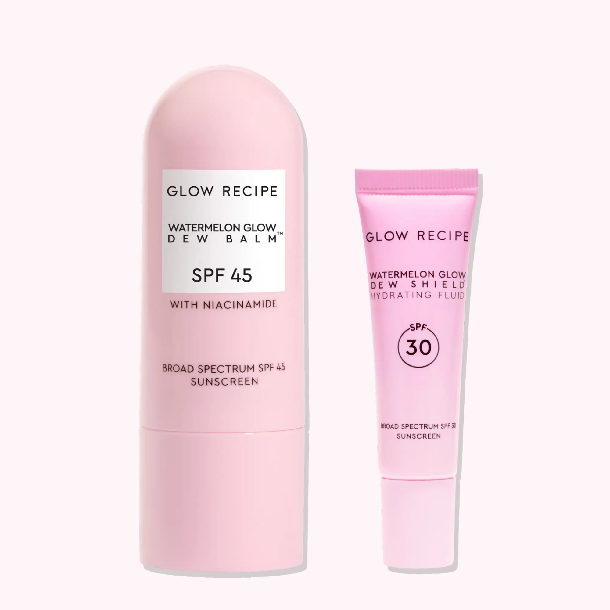Glow Recipe Watermelon Glow Sunscreen Duo, Hydrating Daily Facial Set with Hyaluronic Acid, SPF 30 Cream & SPF 45 Translucent Stick for a Dewy Finish, Moisturizer, Vitamins, Glycerin, Glowup, Balm, Uv, Moisture, Radiant Skin, Acne Prone, Even Skin Tone, K