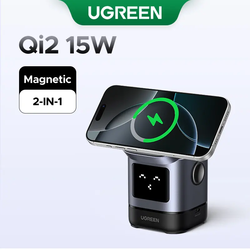 UGREEN Uno 2-in-1 Qi2 Magnetic 15W Fast Charging Wireless Charger, Foldable Charging Station, Compatible with iPhone 17/16, Airpods (No AC Adapter),  ,TikTokShopBlackFriday ,TikTokShopJumpstartSale