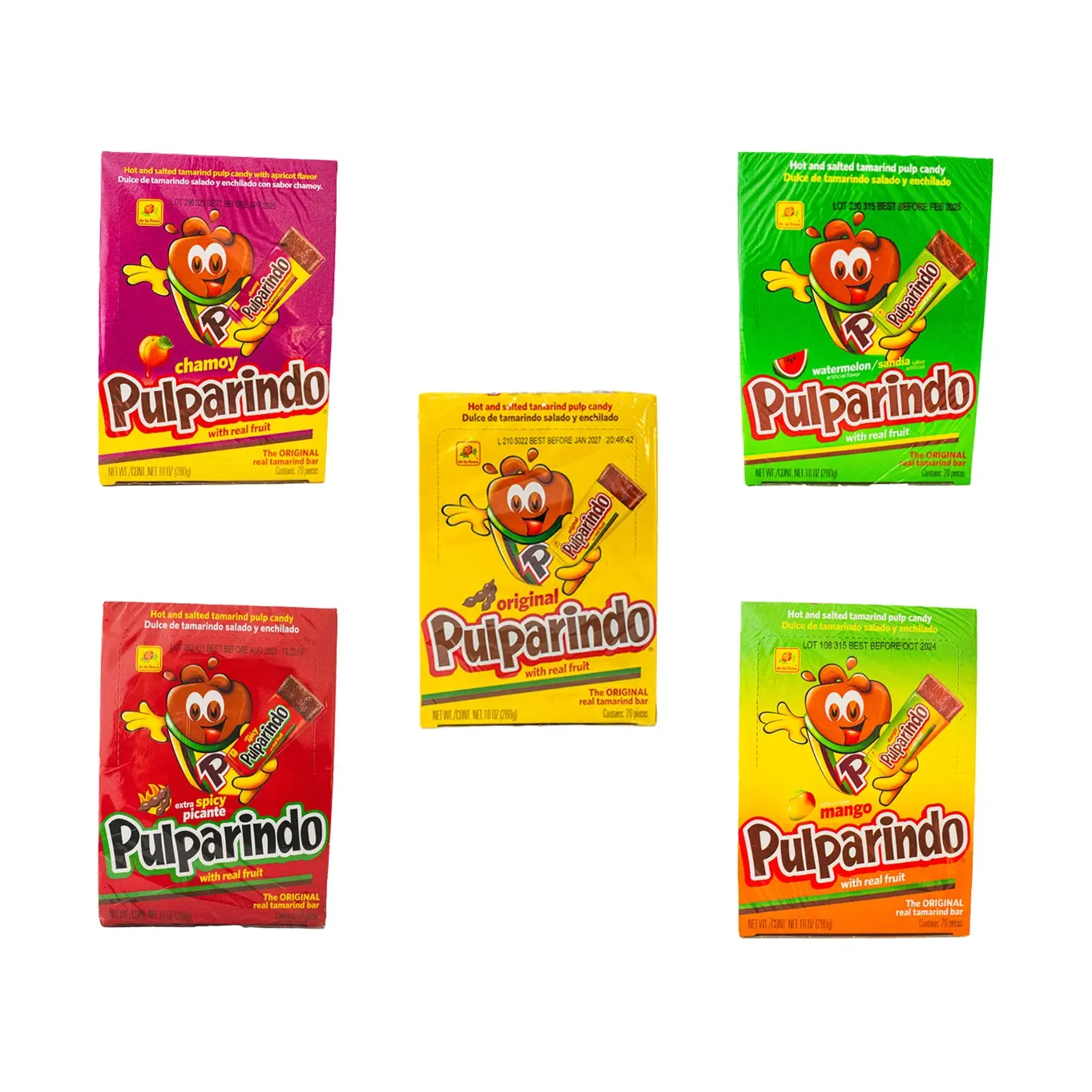 De La Rosa Pulparindo Mango Tamarind Candy Bar Soft Chewy Texture with Mango Sugar Salt & Chili Peppers Unique Flavor Snack